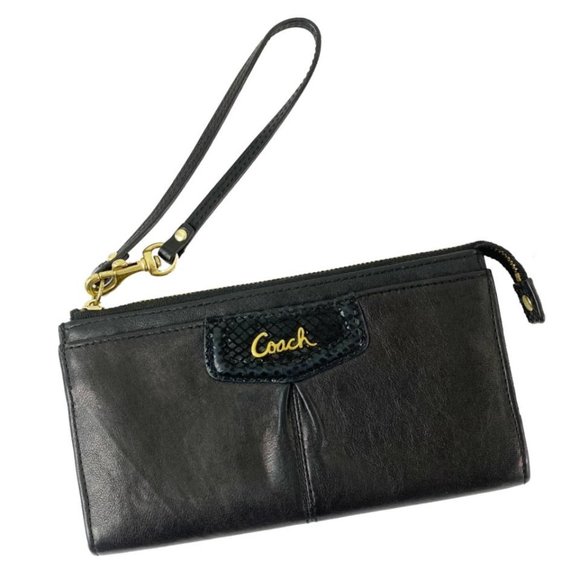 Coach Handbags - Madison Leather Wristlet Wallet, Black